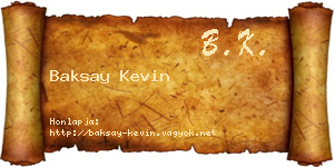 Baksay Kevin névjegykártya